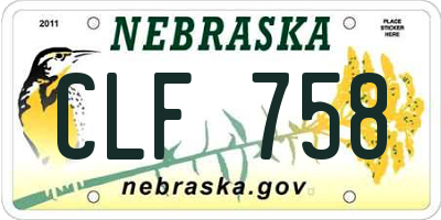 NE license plate CLF758