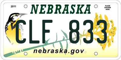 NE license plate CLF833