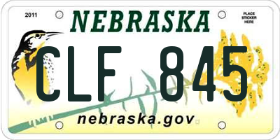 NE license plate CLF845
