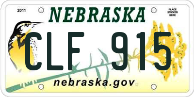 NE license plate CLF915