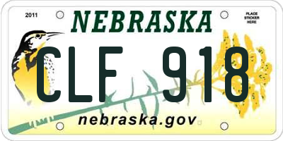 NE license plate CLF918
