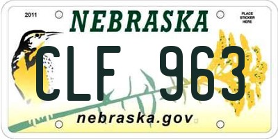 NE license plate CLF963