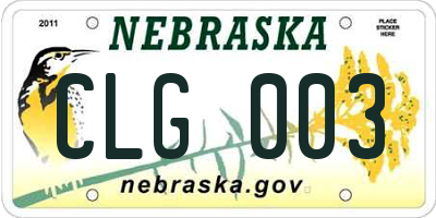 NE license plate CLG003