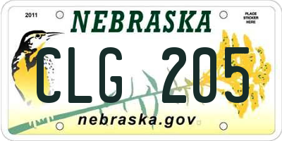 NE license plate CLG205