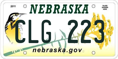 NE license plate CLG223