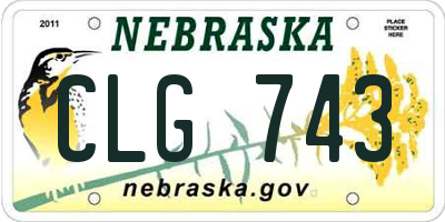 NE license plate CLG743