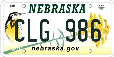 NE license plate CLG986