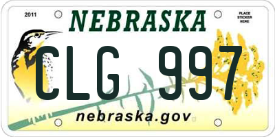NE license plate CLG997