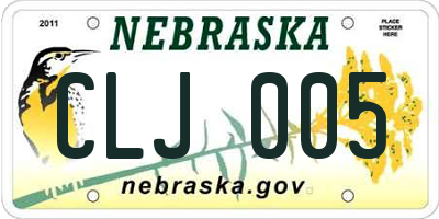 NE license plate CLJ005