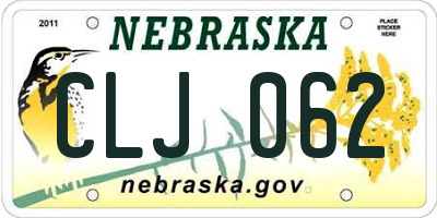 NE license plate CLJ062