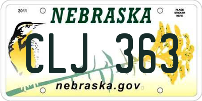 NE license plate CLJ363