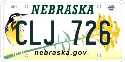 NE license plate CLJ726
