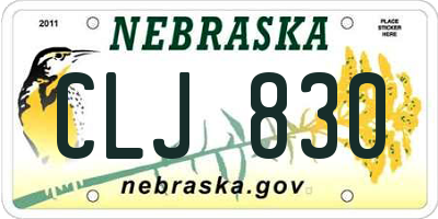 NE license plate CLJ830