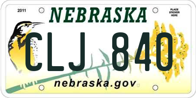 NE license plate CLJ840