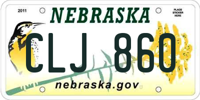 NE license plate CLJ860