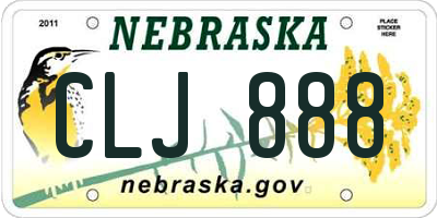 NE license plate CLJ888