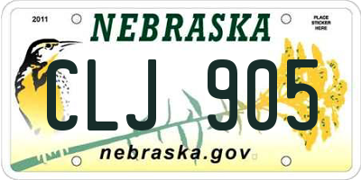 NE license plate CLJ905