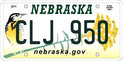 NE license plate CLJ950
