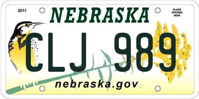 NE license plate CLJ989