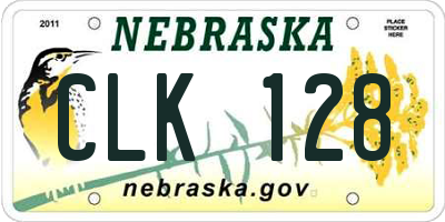 NE license plate CLK128