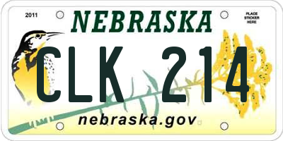 NE license plate CLK214