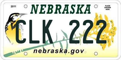 NE license plate CLK222