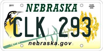 NE license plate CLK293