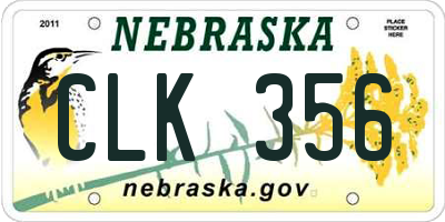 NE license plate CLK356