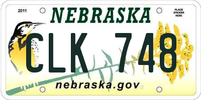 NE license plate CLK748