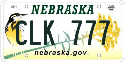 NE license plate CLK777