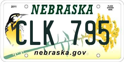 NE license plate CLK795