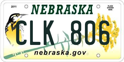 NE license plate CLK806