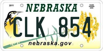 NE license plate CLK854