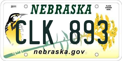 NE license plate CLK893