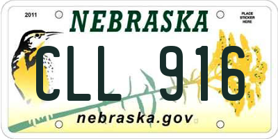 NE license plate CLL916
