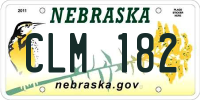 NE license plate CLM182