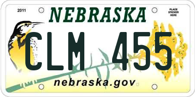 NE license plate CLM455