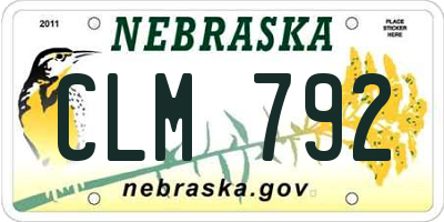 NE license plate CLM792