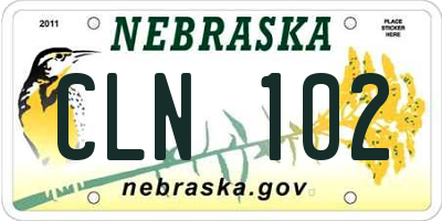 NE license plate CLN102