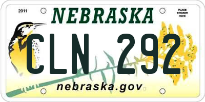 NE license plate CLN292