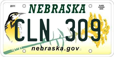NE license plate CLN309