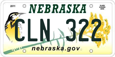 NE license plate CLN322
