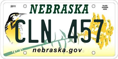 NE license plate CLN457