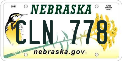 NE license plate CLN778