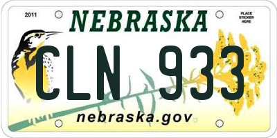 NE license plate CLN933