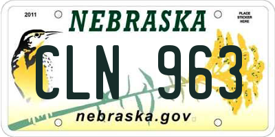 NE license plate CLN963