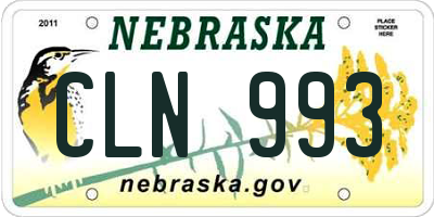 NE license plate CLN993