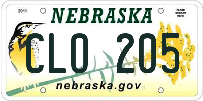 NE license plate CLO205