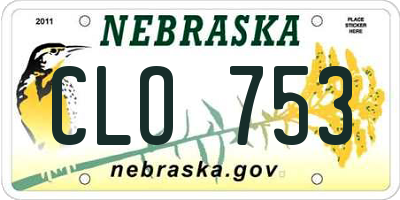 NE license plate CLO753
