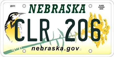NE license plate CLR206